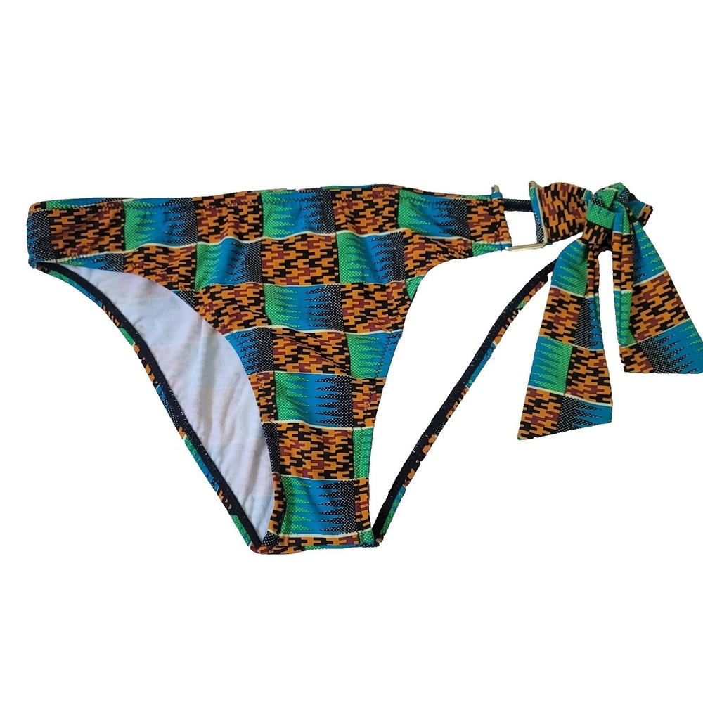 Red Carter Bikini Bottom Womens Large Side Tie Swimwear Geometric Travel Resort
